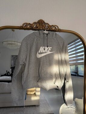 Nike Gray Crewneck Hoodie with White Swoosh